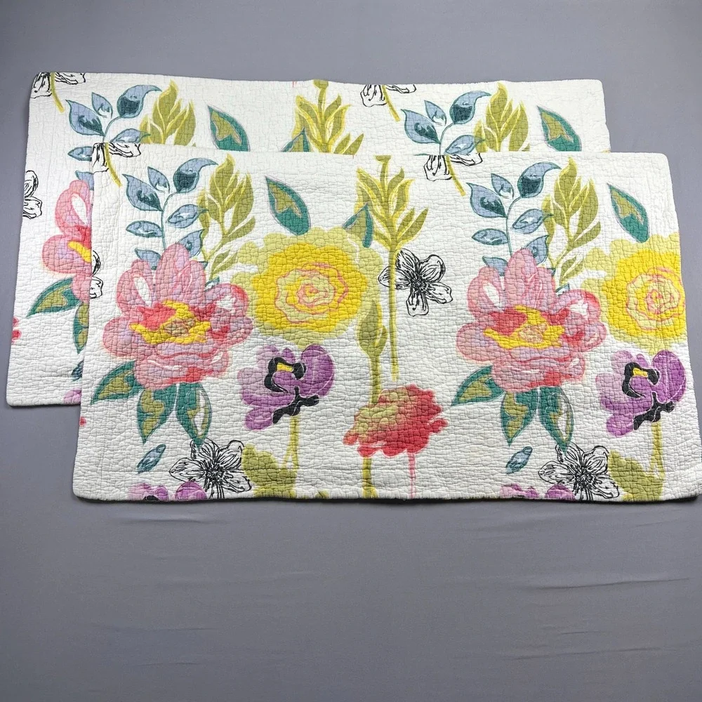 Set Of 2 Greenland Home Fashions King Pillow Shams Multi Floral Quilted 22 X 36